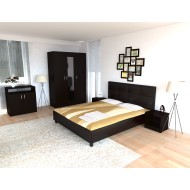 Dormitor Soft Wenge cu pat tapitat Wenge pentru saltea 160x200 cm Dormitor Soft Wenge cu pat tapitat Wenge pentru saltea 160x200 cm